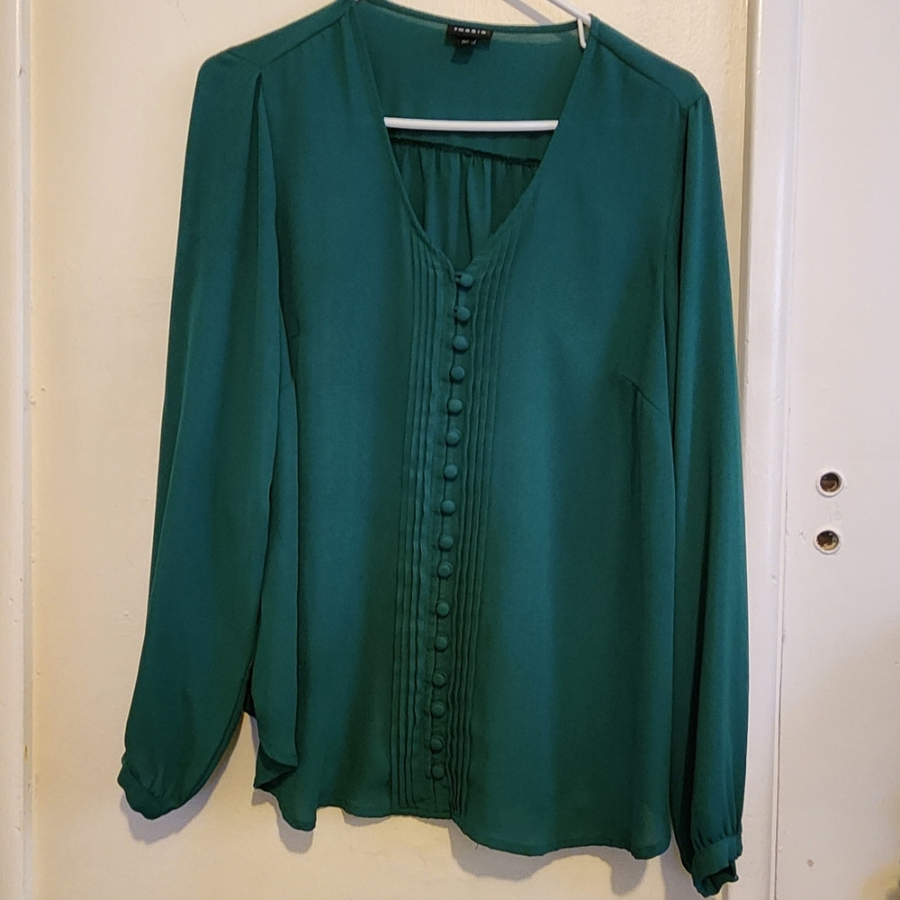 Torrid green button up blouse